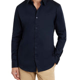 Camicia Sunset cotone con logo ricamato sul petto blu