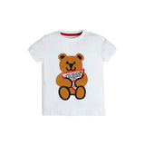 T-shirt maniche corte teddy in cotone bianco