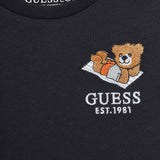 T-shirt logo ricamo teddy in cotone blu