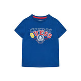T-shirt logo varsity in cotone blu maya