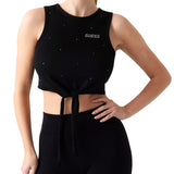Top primula con logo strass nero