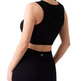 Top primula con logo strass nero