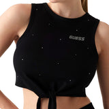 Top primula con logo strass nero