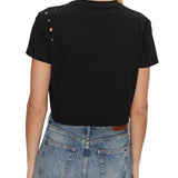 T-shirt eyelet logo ricamo tono su tono nero