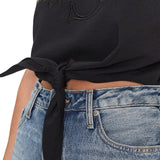 T-shirt eyelet logo ricamo tono su tono nero