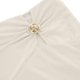 Gonna a costine con bottone decorativo Zama perla