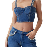 Top bustier kety in denim scuro