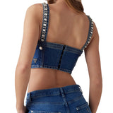 Top bustier kety in denim scuro