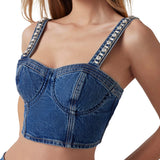 Top bustier kety in denim scuro