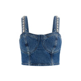 Top bustier kety in denim scuro