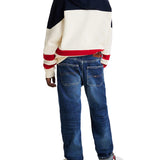Jeans Skater junior con strappi colorati denim scuro