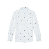 Camicia piquet con motivo bandierine allover bianco