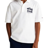 Polo kids con stampa posteriore fun bianco