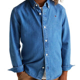 Camicia maniche lunghe junior in denim medio