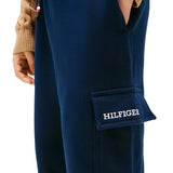 Pantalone jogger cargo con logo monotype sulla tasca blu