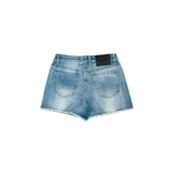 Short in jeans con logo posteriore denim medio