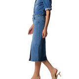 Gonna con bottoni frontali in jeans denim chiaro