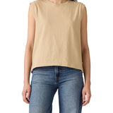 T-shirt smanicato tank boxy sabbia