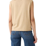 T-shirt smanicato tank boxy sabbia