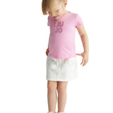 T-shirt manica corta applicazione rosa