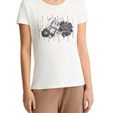 T-shirt con stampa floreale sul petto bianco