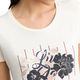 T-shirt con stampa floreale sul petto bianco