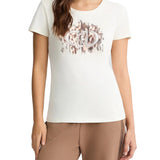 T-shirt con logo in strass sul petto bianco