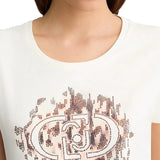 T-shirt con logo in strass sul petto bianco