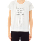 T-shirt con stampa con scritte bianco