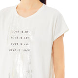 T-shirt con stampa con scritte bianco
