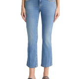 Jeans bootcut con trecce di strass sulle tasche denim chiaro