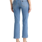 Jeans bootcut con trecce di strass sulle tasche denim chiaro