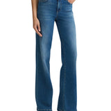 Jeans bottom up con piega stirata denim medio