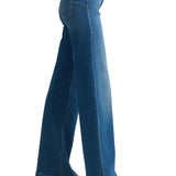 Jeans bottom up con piega stirata denim medio