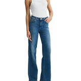 Jeans bottom up con piega stirata denim medio