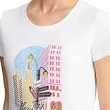 T-shirt con stampa "New York" con strass bianco