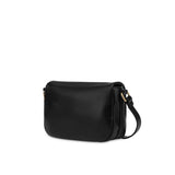 Borsa a tracolla con placca dorata nero