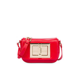 Borsa a tracolla con placca dorata rosso