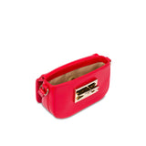 Borsa a tracolla con placca dorata rosso