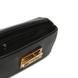 Borsa a tracolla con placca dorata nero