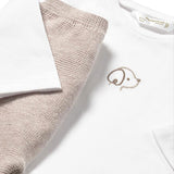 Completo 3 pezzi (cardigan+t-shirt+gambaletto) avena