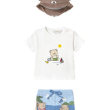 Completo tre pezzi (t-shirt+boxer mare+cappello) fantasia