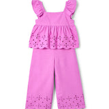 Completo due pezzi (blusa+pantaloni) cotone fucsia