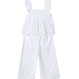 Completo due pezzi (blusa+pantaloni) cotone bianco