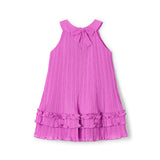 Abito smanicato plissettato fucsia