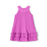 Abito smanicato plissettato fucsia