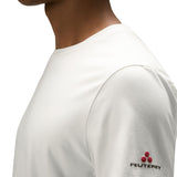 T-shirt in cotone stretch e logo panna