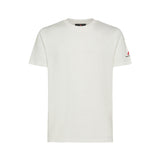 T-shirt in cotone stretch e logo panna