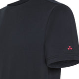 T-shirt in piquet stretch di cotone e seta blu