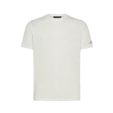 T-shirt in piquet stretch di cotone e seta panna